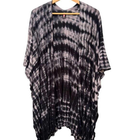 Bamboobies Open Nursing Shawl Tie Dye Black Gray Scallop Edges One Size EUC - Picture 1 of 5